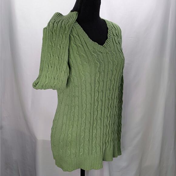 Croft & Barrow Green V-Neck Pullover Sweater XL Long Sleeve Women's Knit - Picture 8 of 10